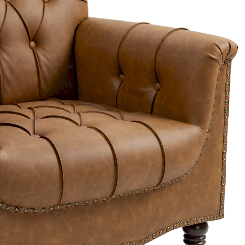 Tufted Accent Chair Vegan Leather Armchair for Living Room