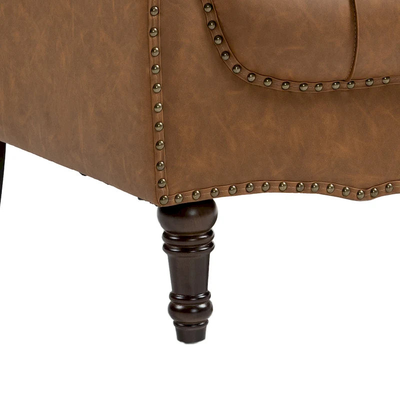 Tufted Accent Chair Vegan Leather Armchair for Living Room