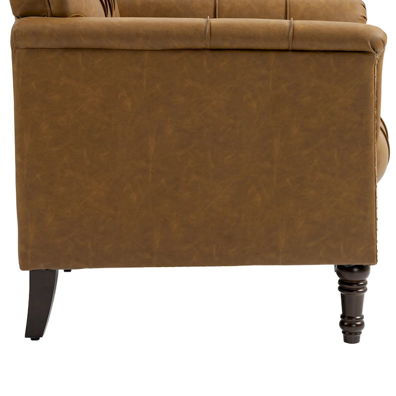 Tufted Accent Chair Vegan Leather Armchair for Living Room