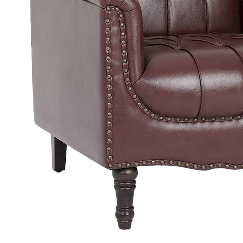 Tufted Accent Chair Vegan Leather Armchair for Living Room