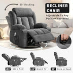 Recliner Chair, Rocking Chairs with Massage and Heat, Side Pockets and Cup Holder