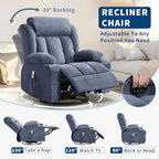Recliner Chair, Rocking Chairs with Massage and Heat, Side Pockets and Cup Holder