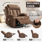 Recliner Chair, Rocking Chairs with Massage and Heat, Side Pockets and Cup Holder