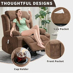 Recliner Chair, Rocking Chairs with Massage and Heat, Side Pockets and Cup Holder