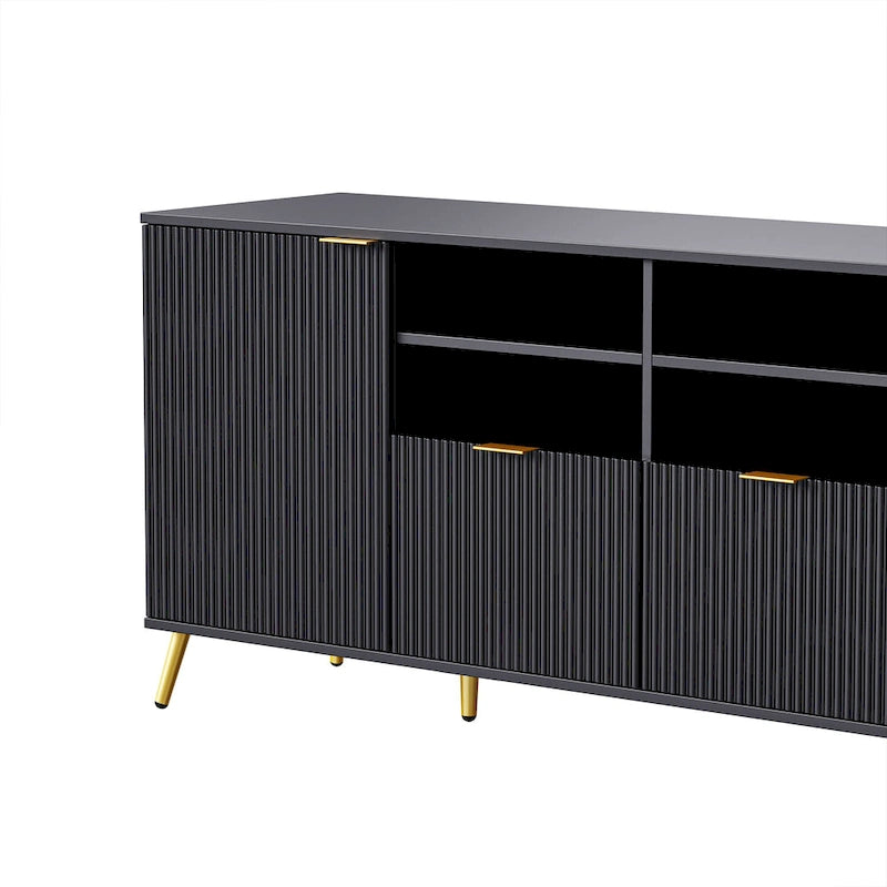 Large Entertainment Wall Unit w/ Large Storage Wall Mounted TV Stand w/ Open Bookshelf Media Cabinet for TVs Up to 70