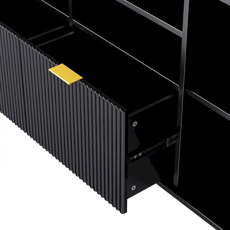 Large Entertainment Wall Unit w/ Large Storage Wall Mounted TV Stand w/ Open Bookshelf Media Cabinet for TVs Up to 70