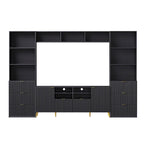 Large Entertainment Wall Unit w/ Large Storage Wall Mounted TV Stand w/ Open Bookshelf Media Cabinet for TVs Up to 70