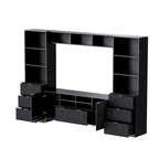Large Entertainment Wall Unit w/ Large Storage Wall Mounted TV Stand w/ Open Bookshelf Media Cabinet for TVs Up to 70