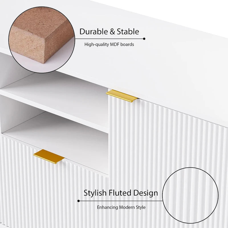 Large Entertainment Wall Unit w/ Large Storage Wall Mounted TV Stand w/ Open Bookshelf Media Cabinet for TVs Up to 70