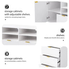 Large Entertainment Wall Unit w/ Large Storage Wall Mounted TV Stand w/ Open Bookshelf Media Cabinet for TVs Up to 70