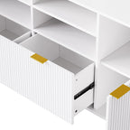 Large Entertainment Wall Unit w/ Large Storage Wall Mounted TV Stand w/ Open Bookshelf Media Cabinet for TVs Up to 70