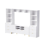 Large Entertainment Wall Unit w/ Large Storage Wall Mounted TV Stand w/ Open Bookshelf Media Cabinet for TVs Up to 70