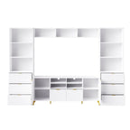 Large Entertainment Wall Unit w/ Large Storage Wall Mounted TV Stand w/ Open Bookshelf Media Cabinet for TVs Up to 70