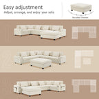 128 Chenille U-Shaped Sectional Sofa with Storage & USB