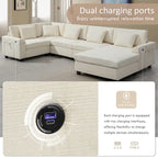 128 Chenille U-Shaped Sectional Sofa with Storage & USB