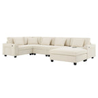 128 Chenille U-Shaped Sectional Sofa with Storage & USB