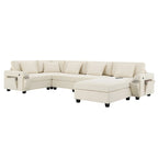 128 Chenille U-Shaped Sectional Sofa with Storage & USB