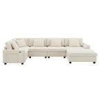 128 Chenille U-Shaped Sectional Sofa with Storage & USB