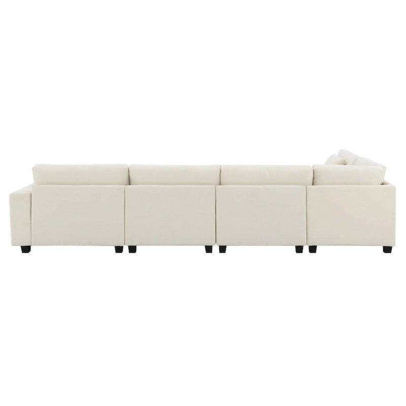 128 Chenille U-Shaped Sectional Sofa with Storage & USB