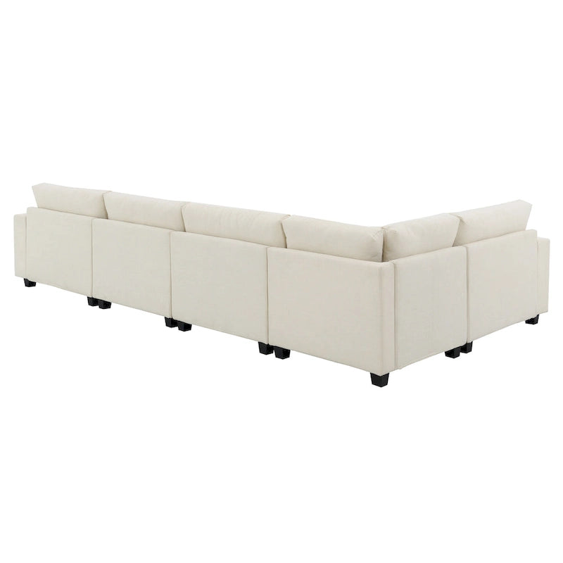 128 Chenille U-Shaped Sectional Sofa with Storage & USB