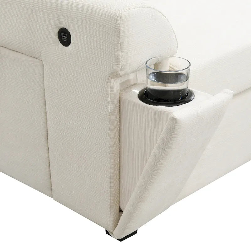 128 Chenille U-Shaped Sectional Sofa with Storage & USB