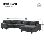 128 Chenille U-Shaped Sectional Sofa with Storage & USB
