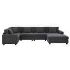 128 Chenille U-Shaped Sectional Sofa with Storage & USB