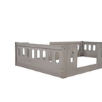 Modern Design Twin Size Wooden Platform Bed with Guardrail for Bedroom