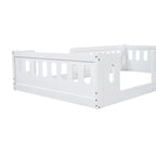 Modern Design Twin Size Wooden Platform Bed with Guardrail for Bedroom