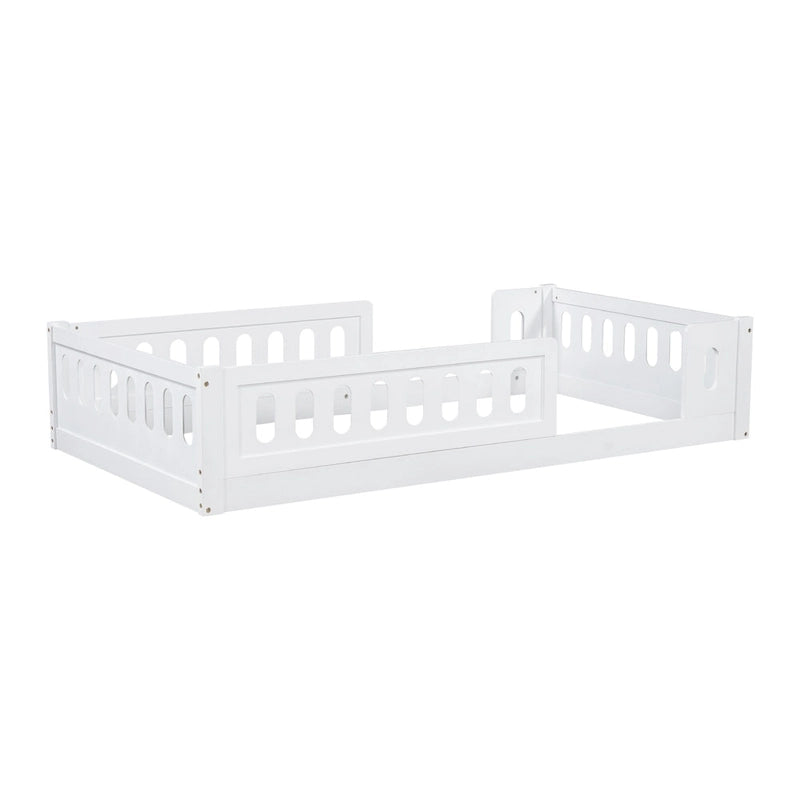 Modern Design Twin Size Wooden Platform Bed with Guardrail for Bedroom