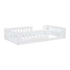 Modern Design Twin Size Wooden Platform Bed with Guardrail for Bedroom