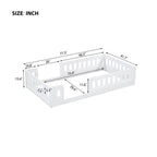 White Modern Design Twin Size Wooden Platform Bed with Guardrail for Bedroom