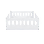 White Modern Design Twin Size Wooden Platform Bed with Guardrail for Bedroom
