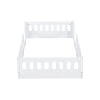 White Modern Design Twin Size Wooden Platform Bed with Guardrail for Bedroom
