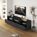 Black 70 TV Stand with Open Storage & Drawers for Living Room
