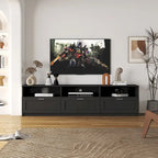Black 70 TV Stand with Open Storage & Drawers for Living Room