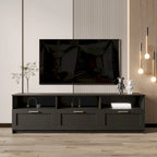 Black 70 TV Stand with Open Storage & Drawers for Living Room