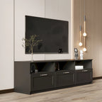 Black 70 TV Stand with Open Storage & Drawers for Living Room