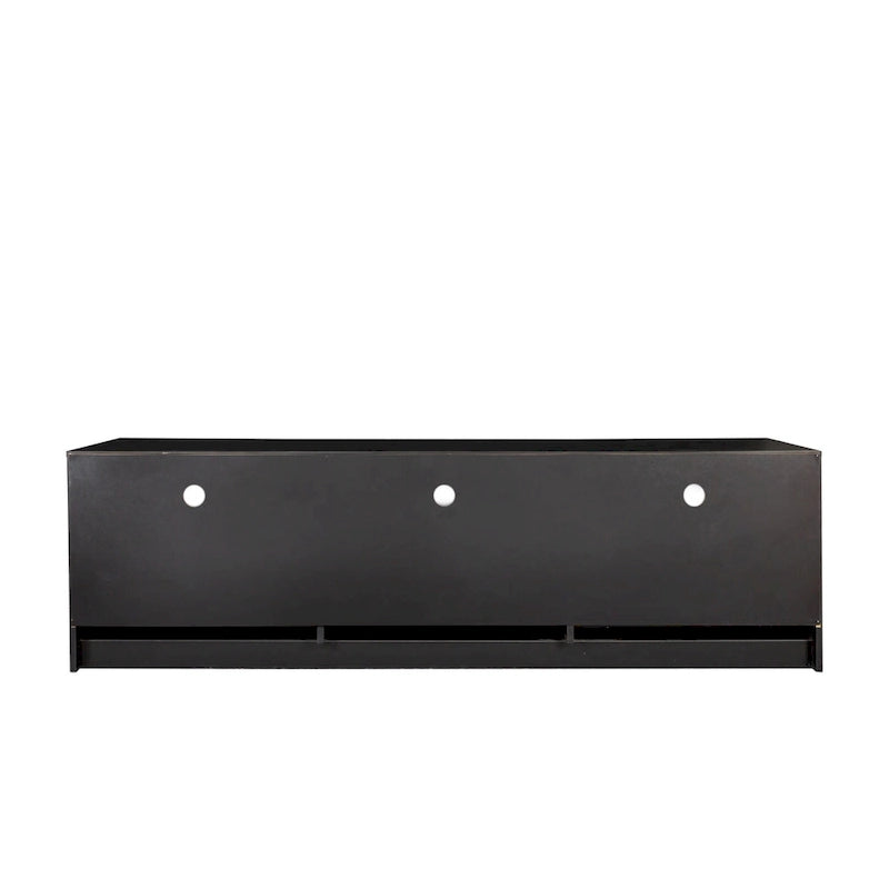 Black 70 TV Stand with Open Storage & Drawers for Living Room