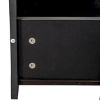 Black 70 TV Stand with Open Storage & Drawers for Living Room