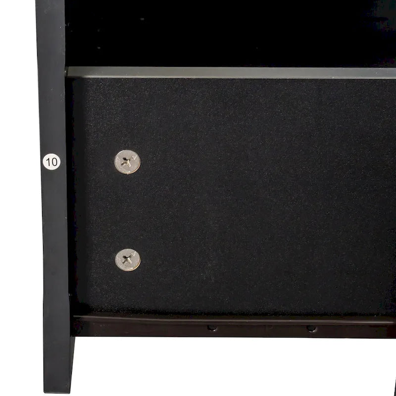 Black 70 TV Stand with Open Storage & Drawers for Living Room