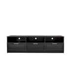 Black 70 TV Stand with Open Storage & Drawers for Living Room