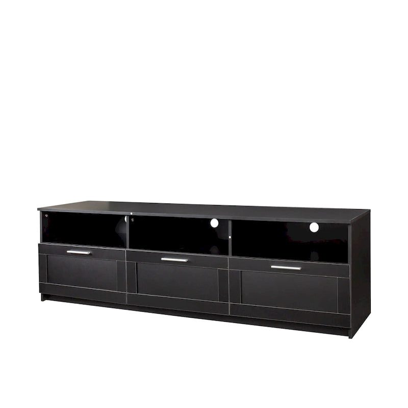 Black 70 TV Stand with Open Storage & Drawers for Living Room