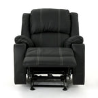 Black Contemporary Manual Recliner Chair with Steel Cup Holders, Plush PU Leather Upholstery, Adjustable Recline