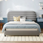 Queen Velvet Upholstered Bed with Adjustable Back