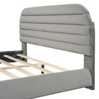 Queen Velvet Upholstered Bed with Adjustable Back