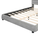 Queen Velvet Upholstered Bed with Adjustable Back