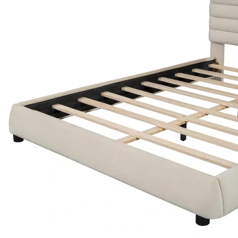 Queen Velvet Upholstered Bed with Adjustable Back