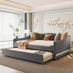 Full Teddy Fleece Daybed with Trundle and LED Lights