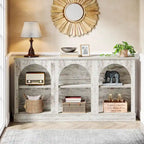 63-Inch Farmhouse Console Table with 3 Tier Storage for Entryway, Living Room - 11.81D x 62.99W x 31.5H